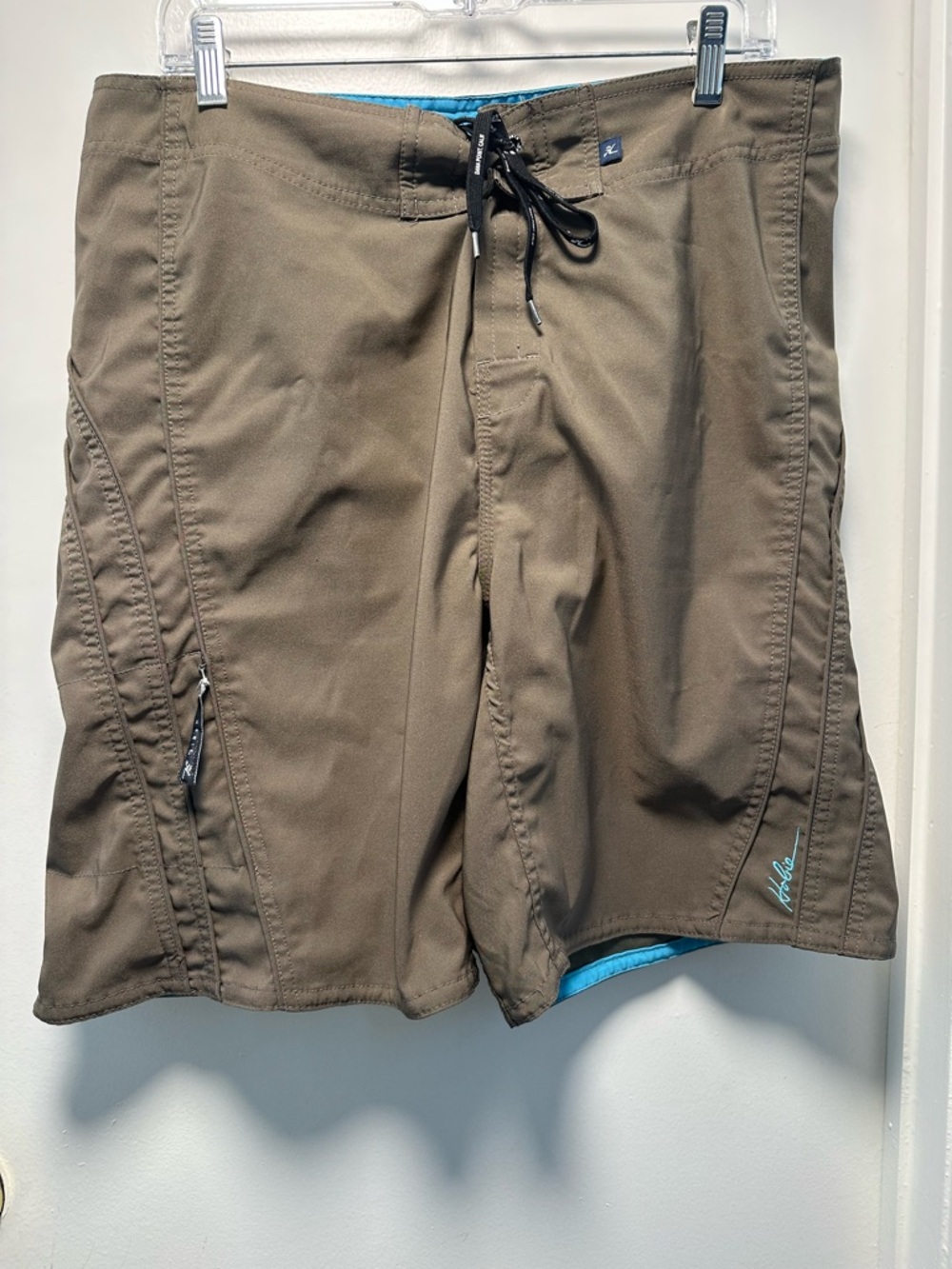 Athleta Brown Swim Board Shorts with Teal Trim